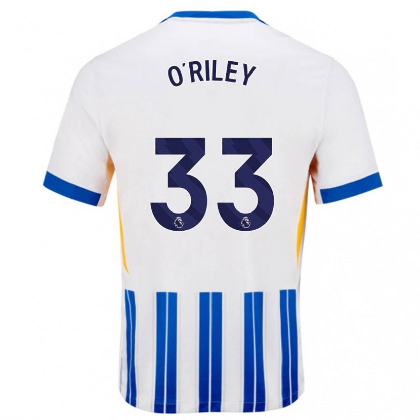 Danxen Mujer Camiseta Matt O'riley #33 Blanco Azul Rayas 1ª Equipación 2024/25 La Camisa México