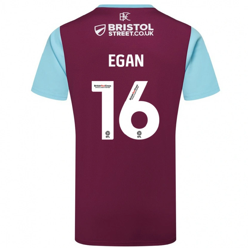 Danxen Mujer Camiseta John Egan #16 Borgoña Azul Cielo 1ª Equipación 2024/25 La Camisa México