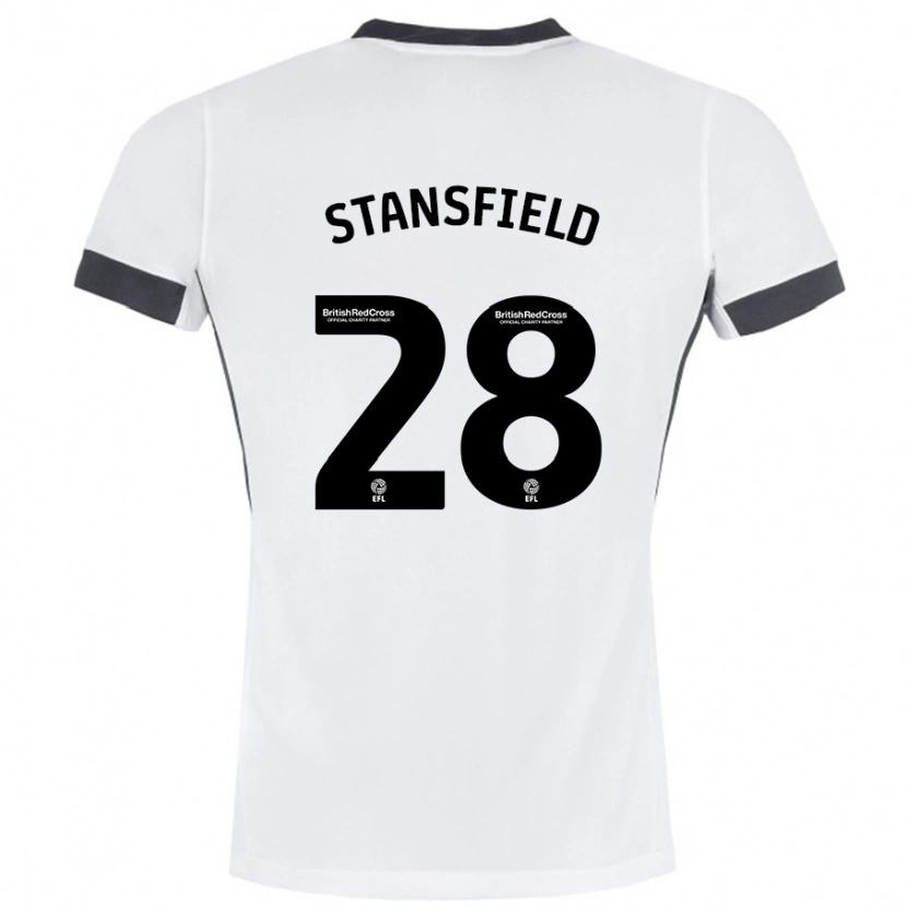 Danxen Mujer Camiseta Jay Stansfield #28 Blanco Negro 2ª Equipación 2024/25 La Camisa México
