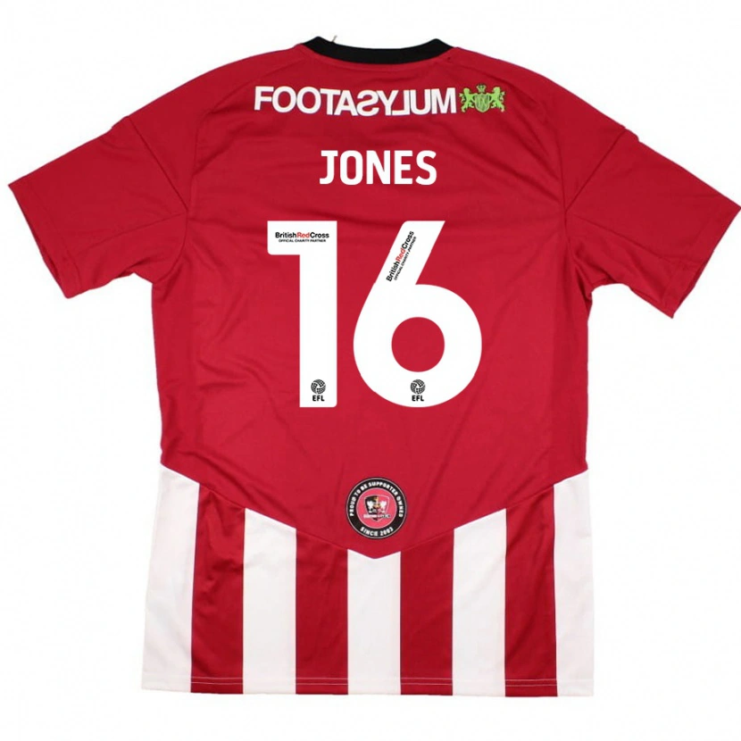 Danxen Mujer Camiseta Patrick Jones #16 Rojo Blanco 1ª Equipación 2024/25 La Camisa México