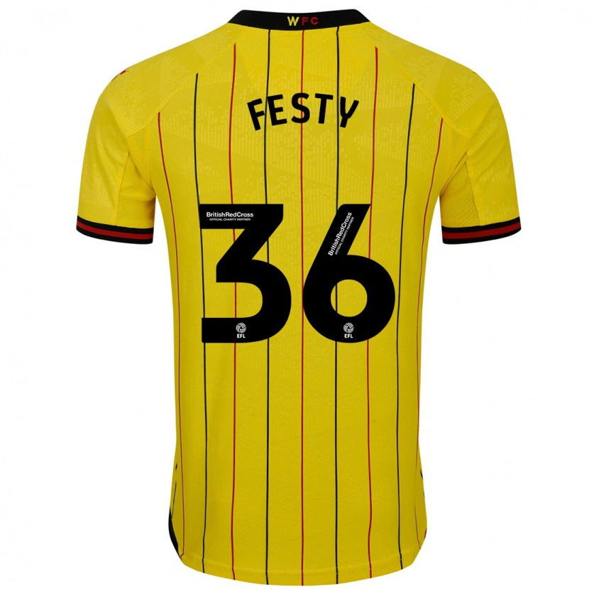 Danxen Mujer Camiseta Festy Ebosele #36 Amarillo Negro 1ª Equipación 2024/25 La Camisa México